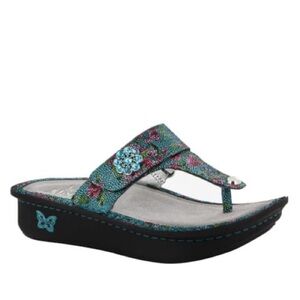 Alegria Carina Aqua Flora Wedge Sandals Butterfly Accent Size EU 38 US 7.5/8
